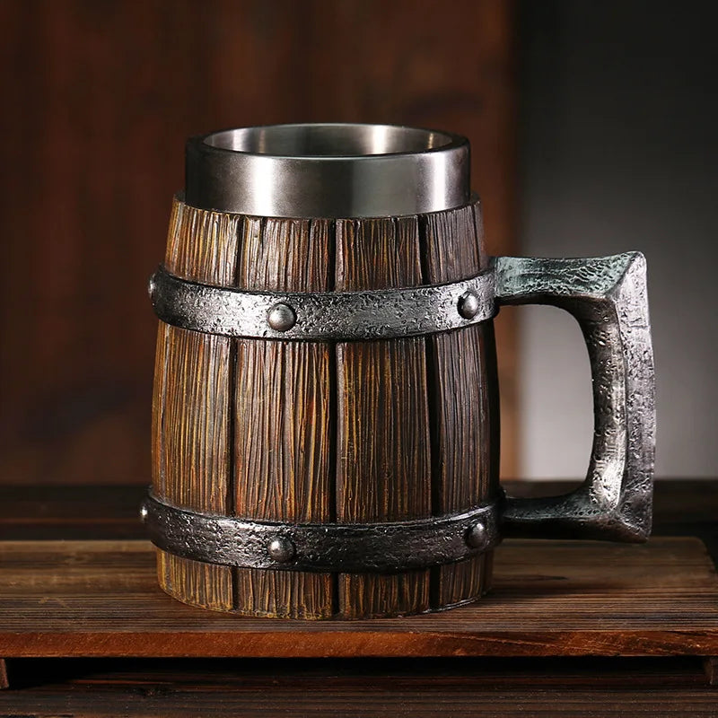 Wooden beer mug Oktoberfest, stainless steel insert 600ml