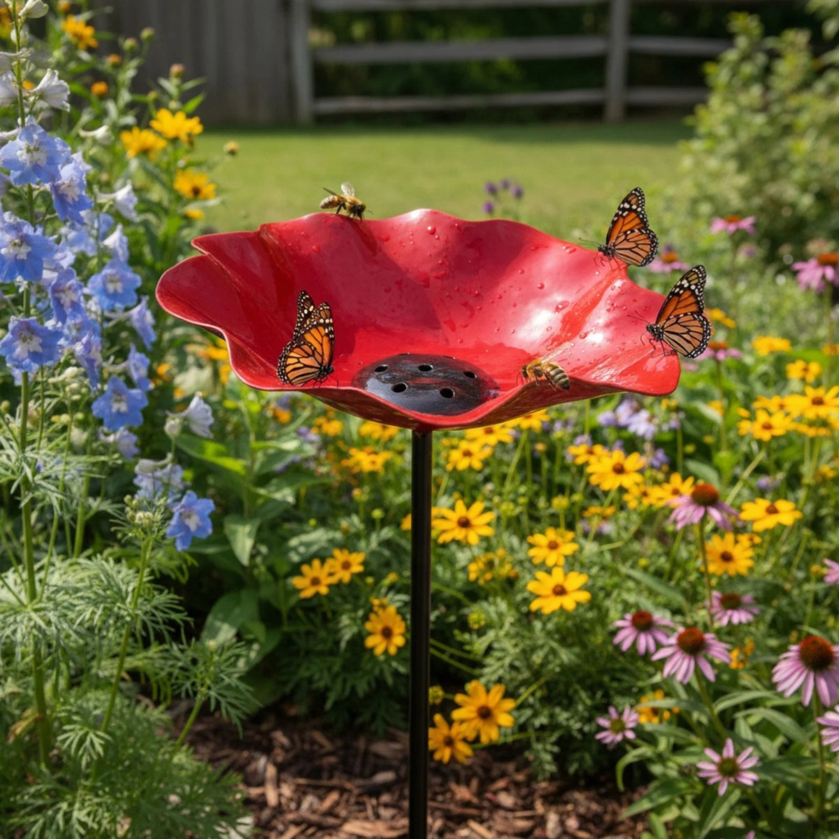 Flower-shaped bird bath for garden & balcony