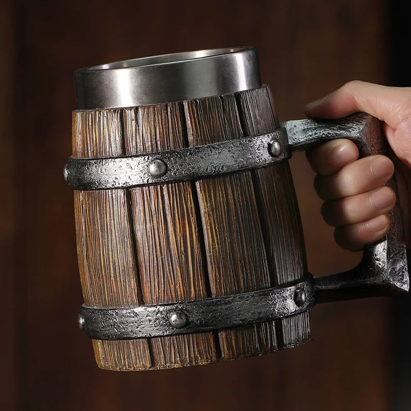 Wooden beer mug Oktoberfest, stainless steel insert 600ml