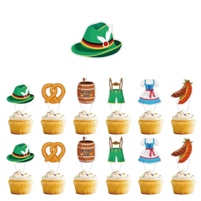 Oktoberfest party decoration set, banner, balloons, cake topper