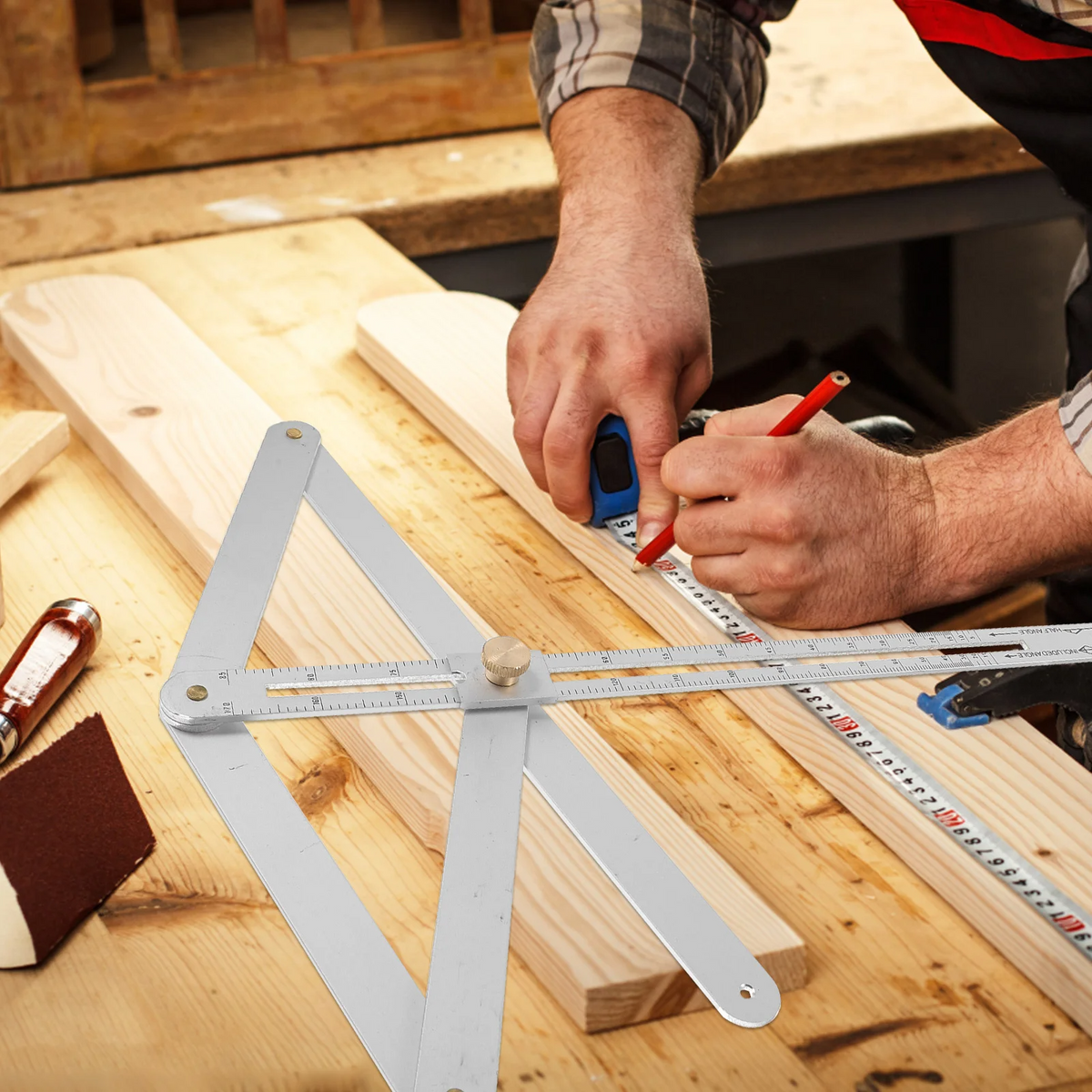 PrecisionRuler Precision Angle Ruler Made of Metal, for Construction and Woodworking