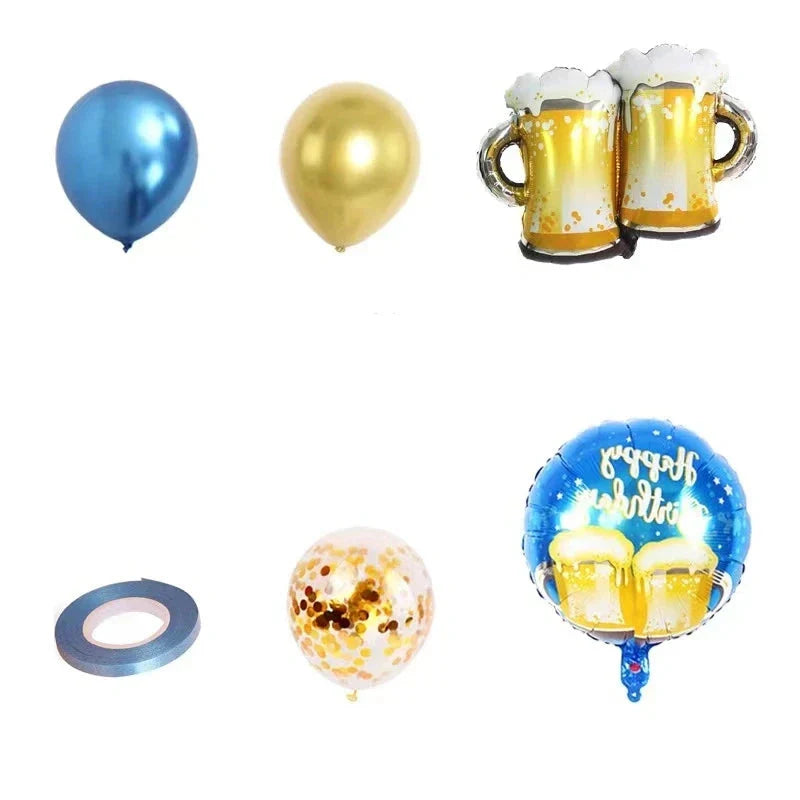 Oktoberfest Balloon Set Beer Mug Design, 16-piece