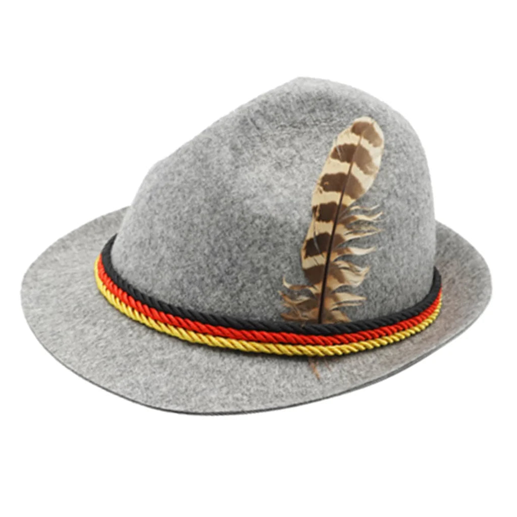 Bavarian traditional hat with feather for Oktoberfest, felt hat unisex
