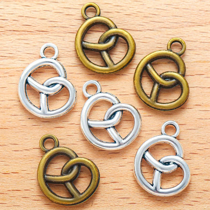 Oktoberfest mini pretzel charms, DIY jewelry 30 pieces