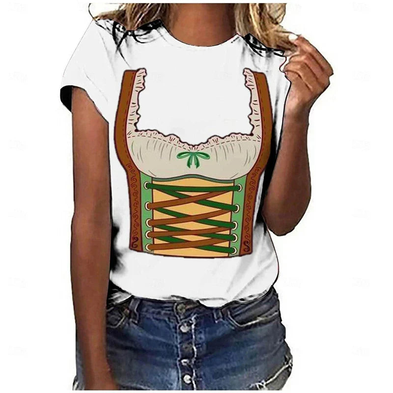 Oktoberfest T-shirt Dirndl look 3D print, unisex party shirt