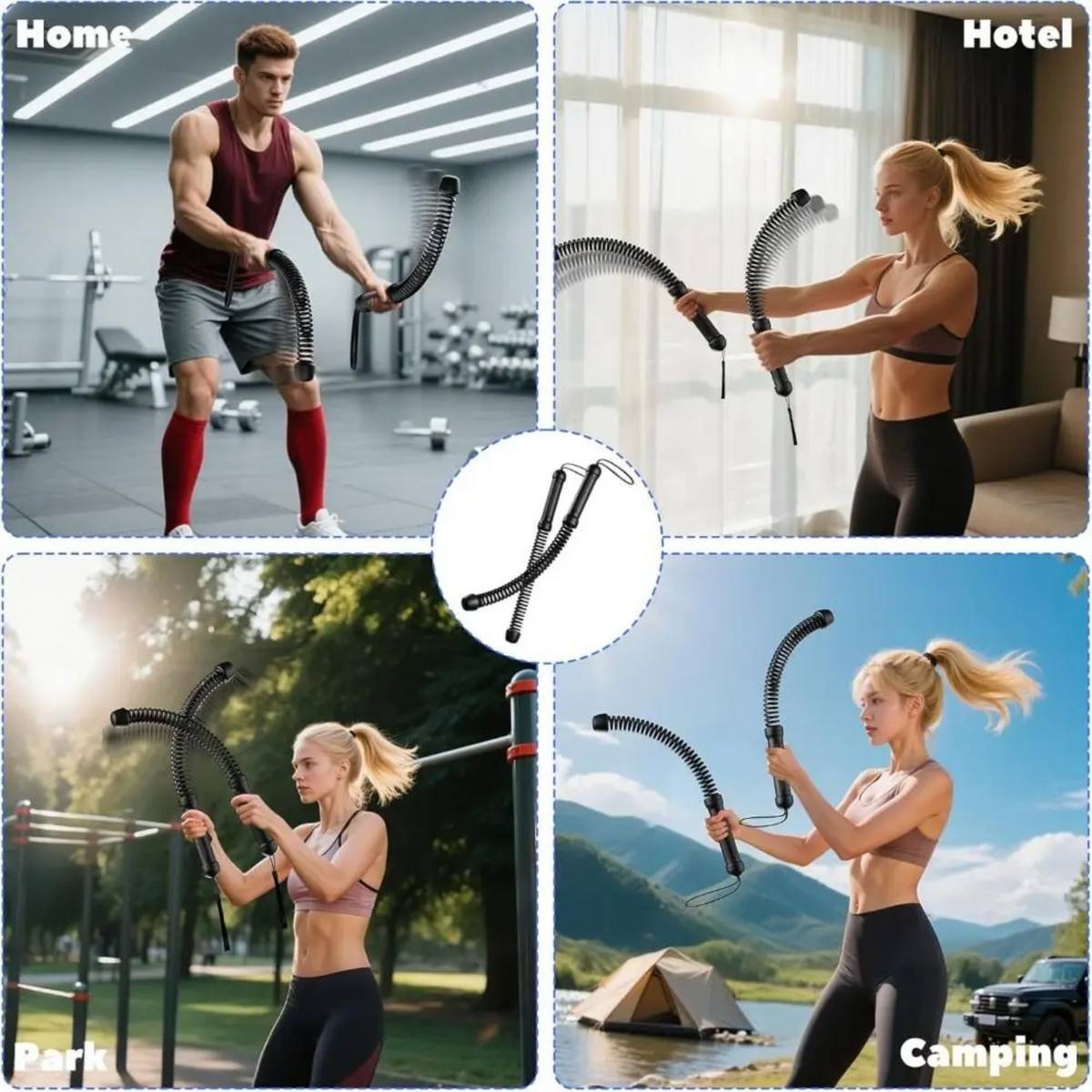 FitnessBar Adjustable Spring Power Trainer for Upper Body