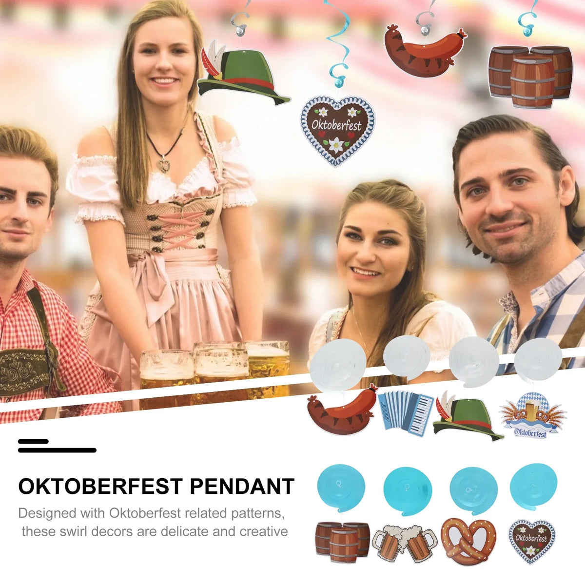Oktoberfest Hanging Decoration Set, 60 pieces