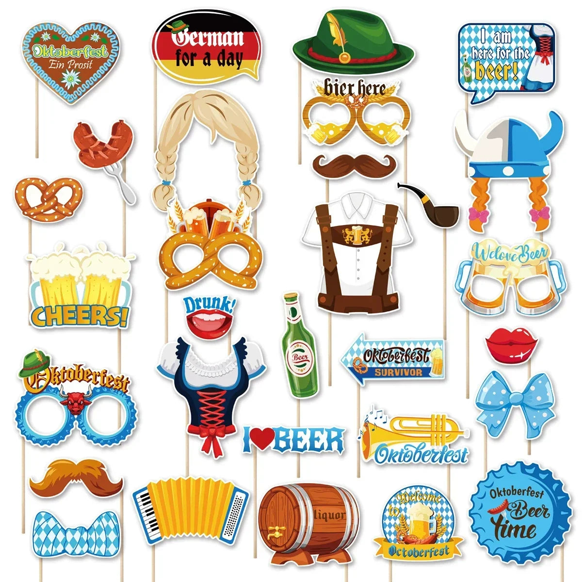 Oktoberfest photo prop set, 60-piece photo booth props