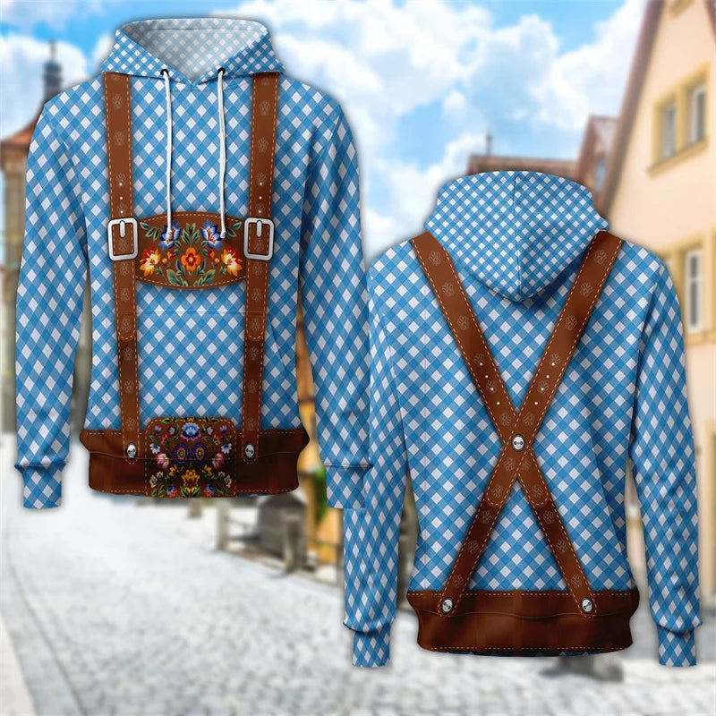 Oktoberfest 3D Hoodie with Traditional Costume Beer Stein Print, Unisex S–6XL