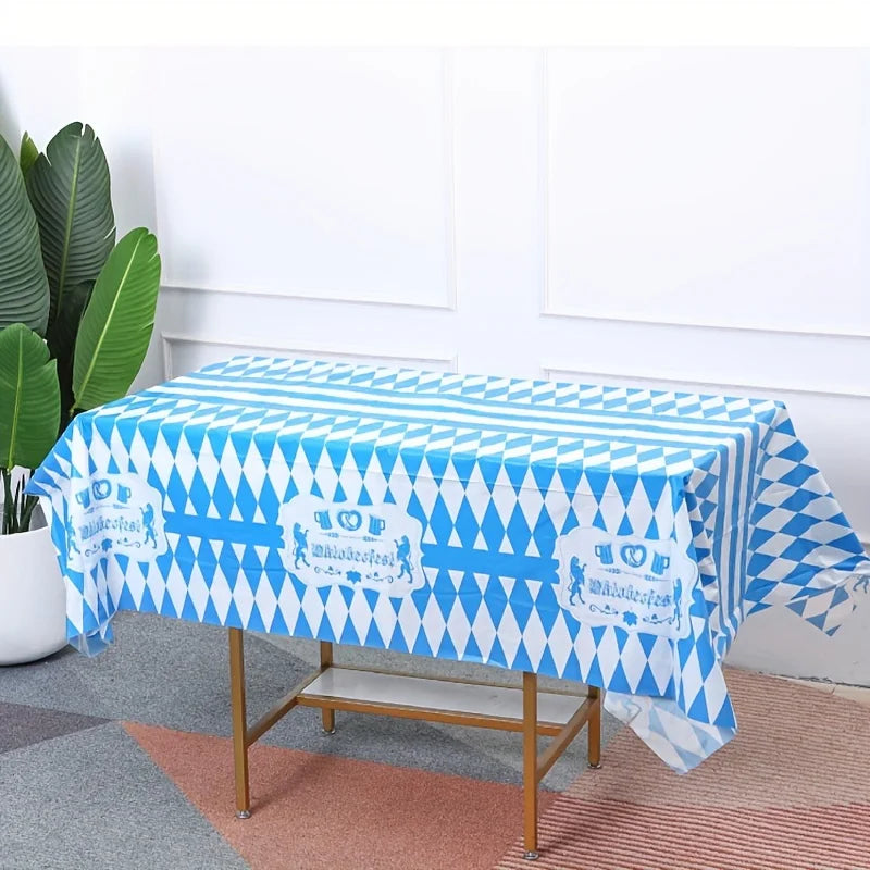 Oktoberfest table cover set, 3-piece Bavarian diamond pattern