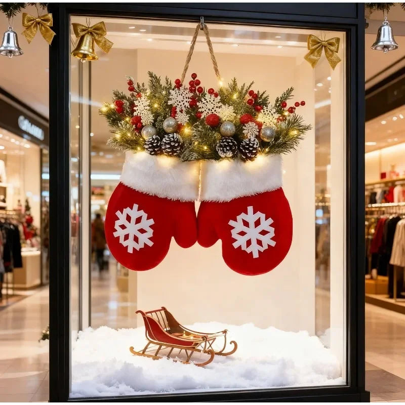LED Christmas Wreath Mitten Shape – Battery Operated