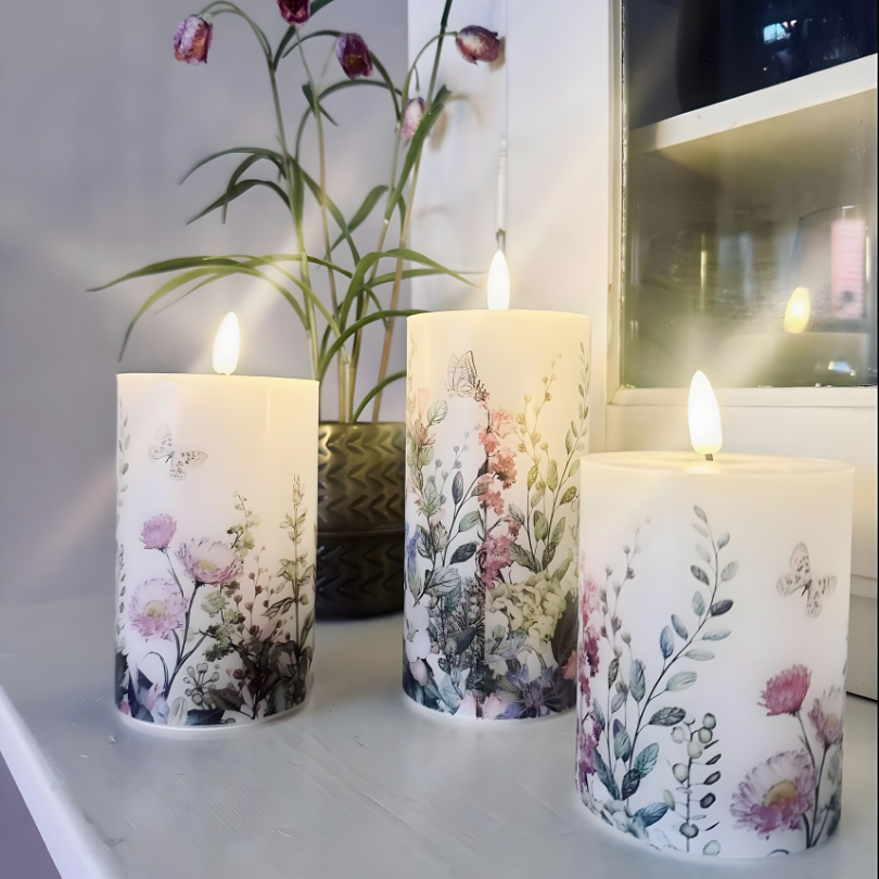 FloralCandle – LED candle set in floral design, with remote control