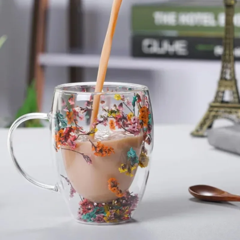 CrystalMug Double-Walled Glass, Insulated Coffee Mug
