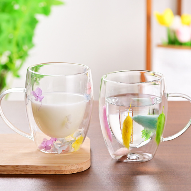 CrystalMug Double-Walled Glass, Insulated Coffee Mug