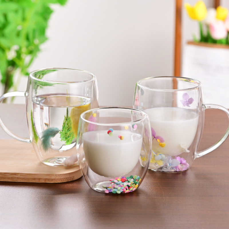 CrystalMug Double-Walled Glass, Insulated Coffee Mug