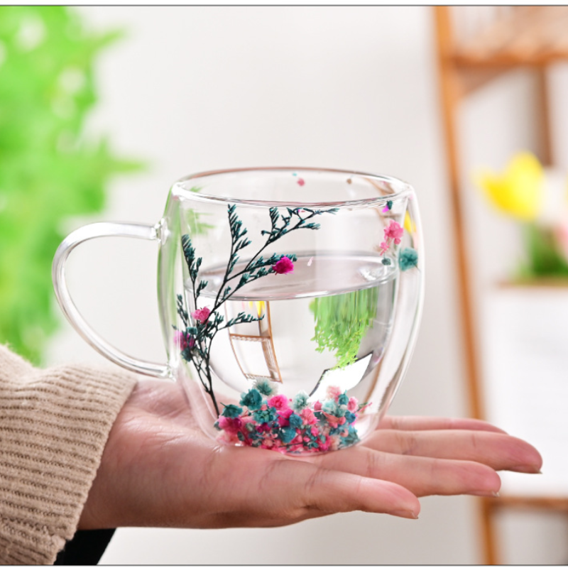 CrystalMug Double-Walled Glass, Insulated Coffee Mug