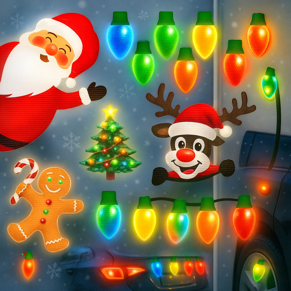 Magnetic Christmas Bulb Decorations – Reflective Stickers