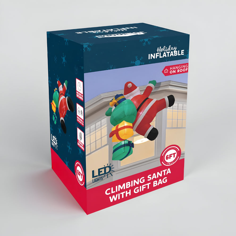 Inflatable Climbing Santa with LED – Christmas Decoration for Outdoor Use