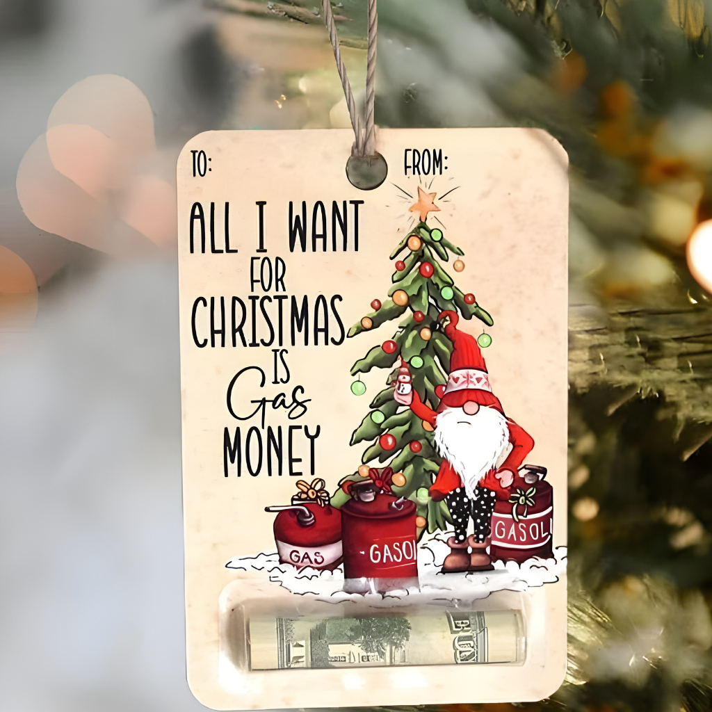 Wooden money gift holder – handmade Christmas card