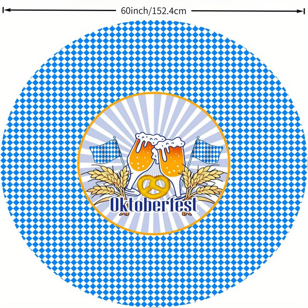 Oktoberfest Tablecloth Round, Bavarian Diamond Pattern Polyester