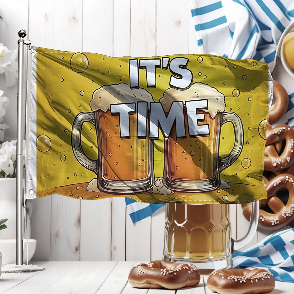 Large Oktoberfest Decorative Flag, Beer Mug Design Weatherproof