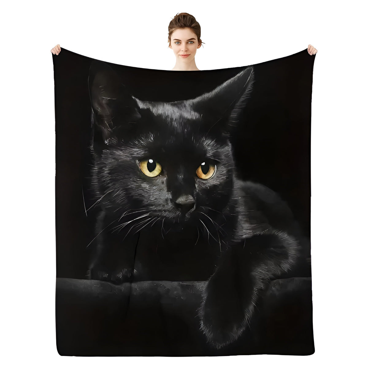 CozyBlanket Throw Blanket Cat Motif, Ultra-soft Flannel
