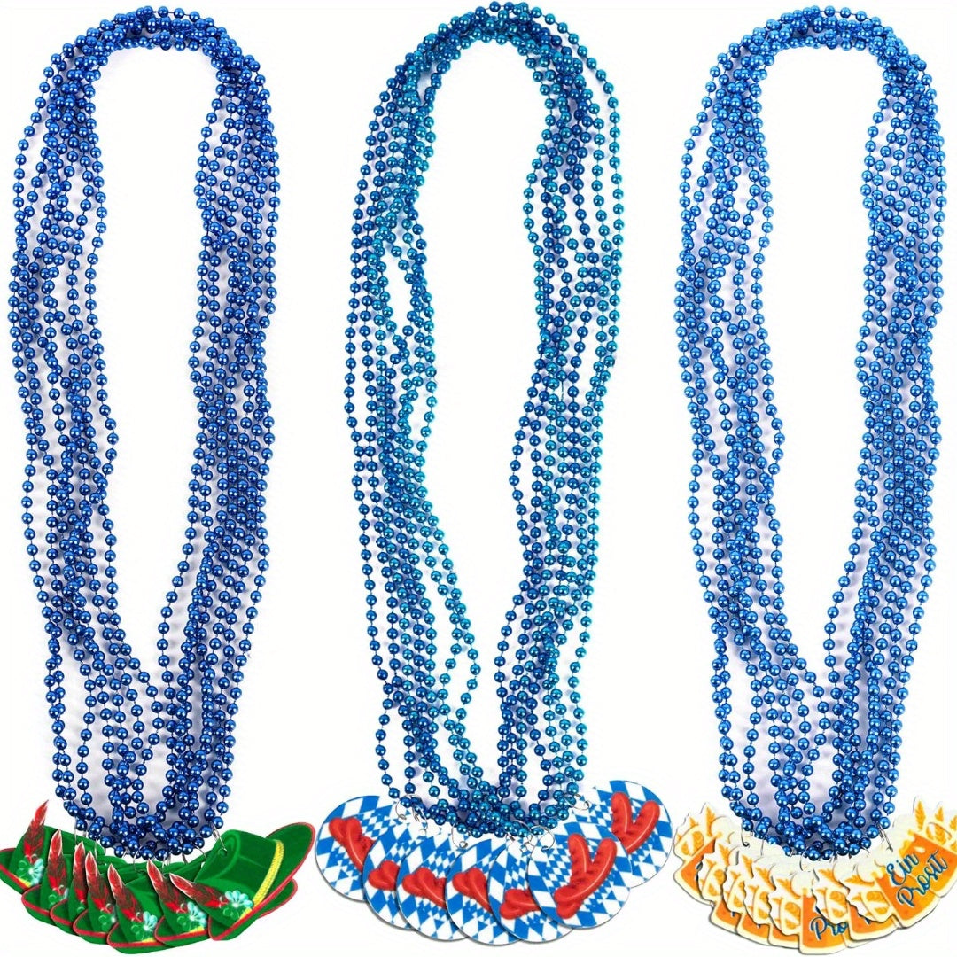Oktoberfest Party Necklace Set, Blue and White 21 Pieces