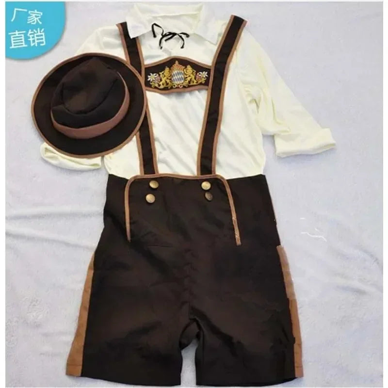Oktoberfest costume for men, lederhosen costume 3-piece set