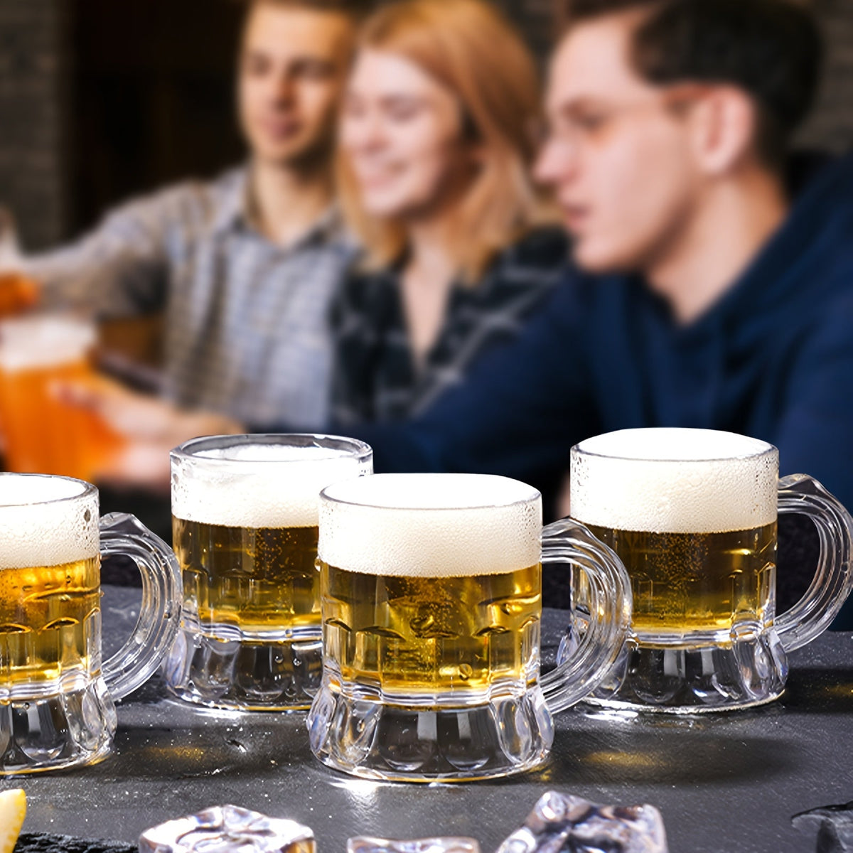 Mini Beer Mug Oktoberfest Shot Glasses, Clear Plastic, 30-Piece Set