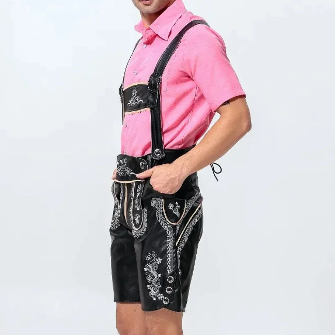 Men's Oktoberfest Lederhosen, Traditional Bavarian-Style Leather Breeches