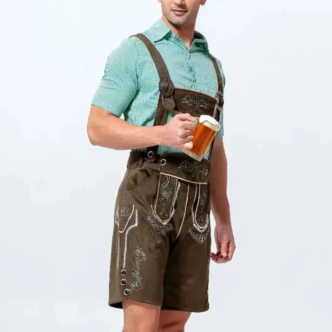Men's Oktoberfest Lederhosen, Traditional Bavarian-Style Leather Breeches