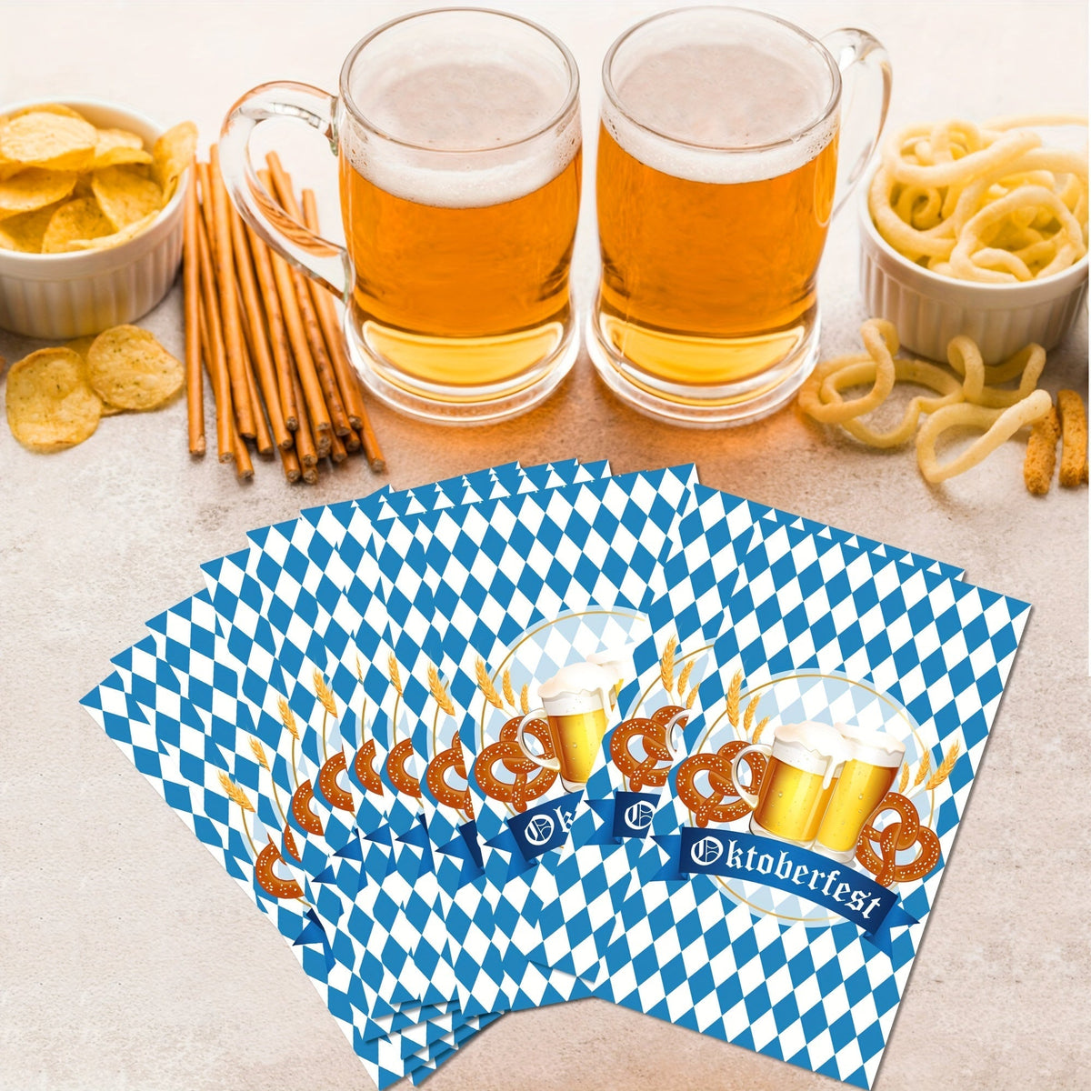 Oktoberfest paper napkins, Bavarian diamond pattern, 120 count