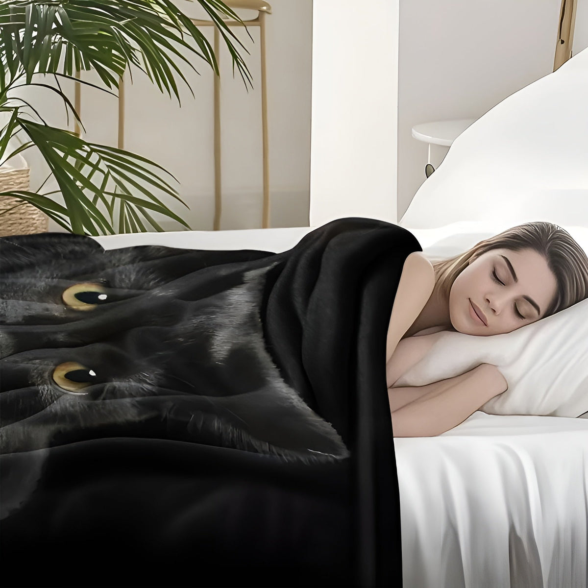 CozyBlanket Throw Blanket Cat Motif, Ultra-soft Flannel