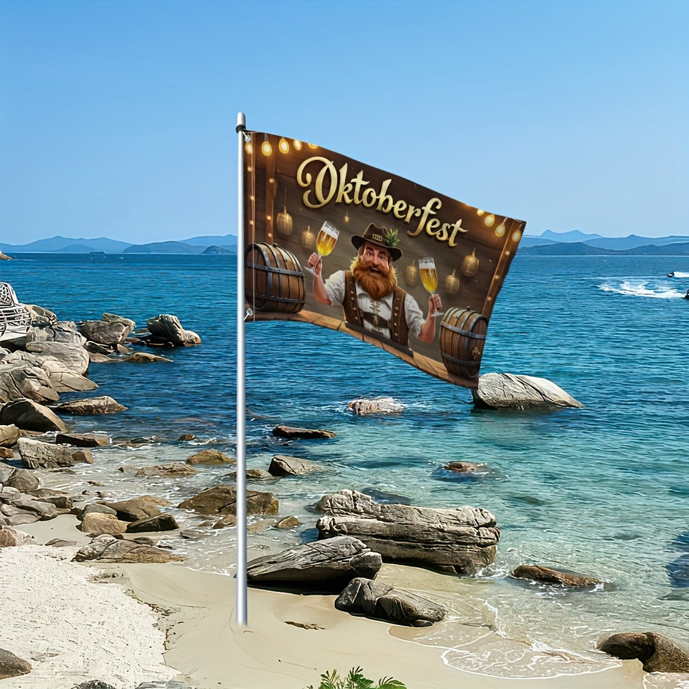 Oktoberfest garden flag with beer festival motif, weather-resistant decoration
