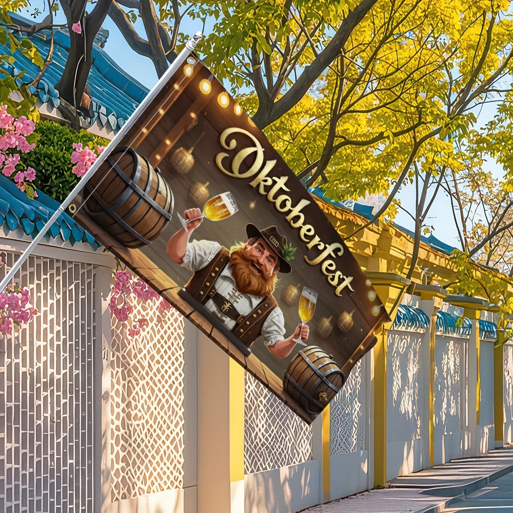 Oktoberfest garden flag with beer festival motif, weather-resistant decoration