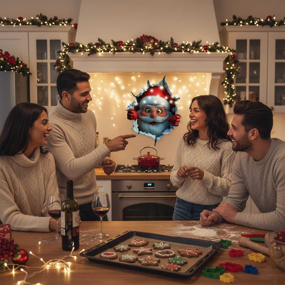 SantaSticker an der Wand angebracht