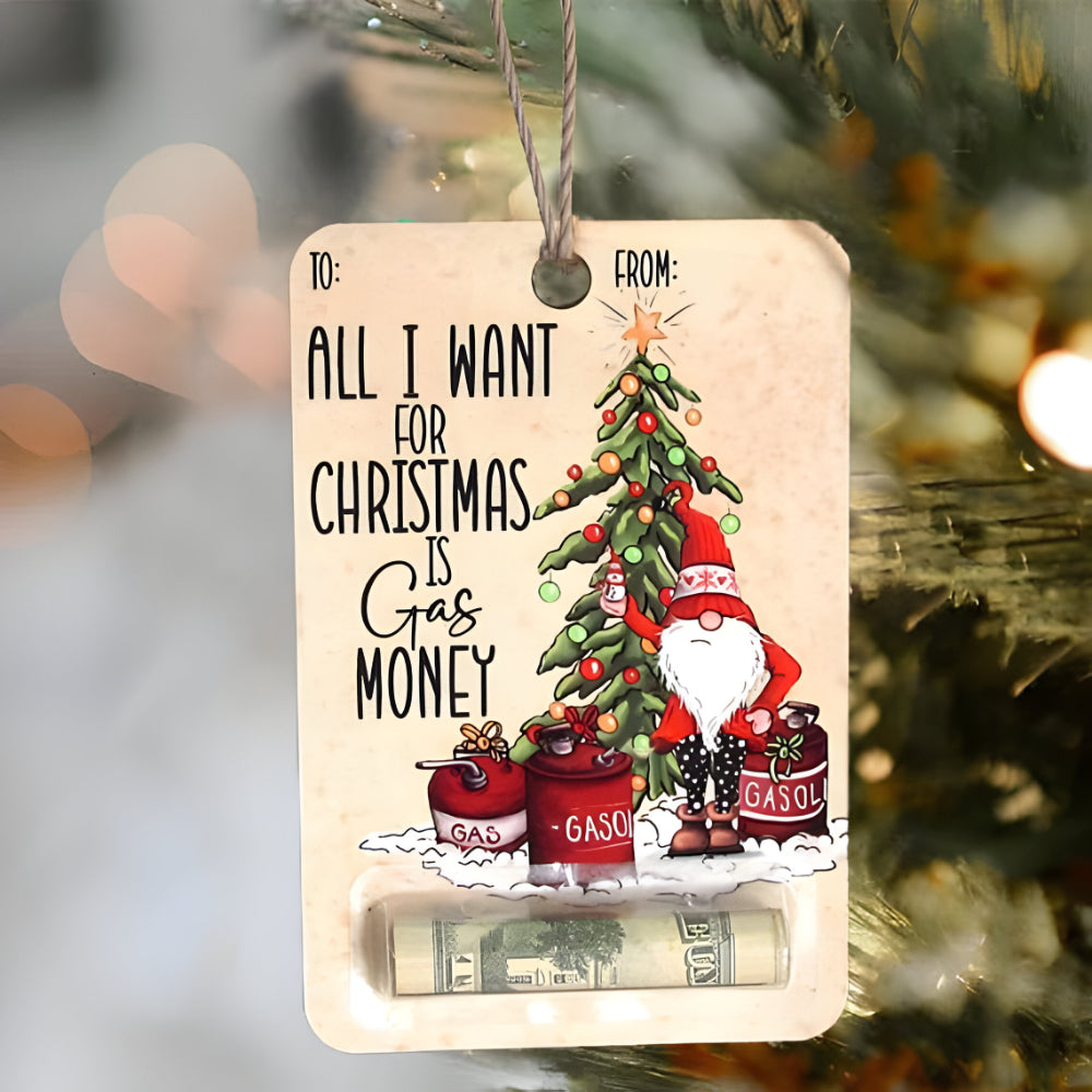 Wooden money gift tag – handmade Christmas decoration