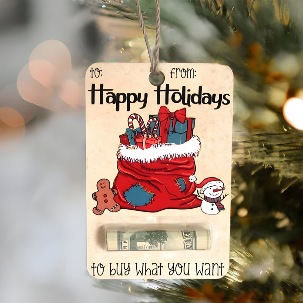 Wooden money gift tag – handmade Christmas decoration