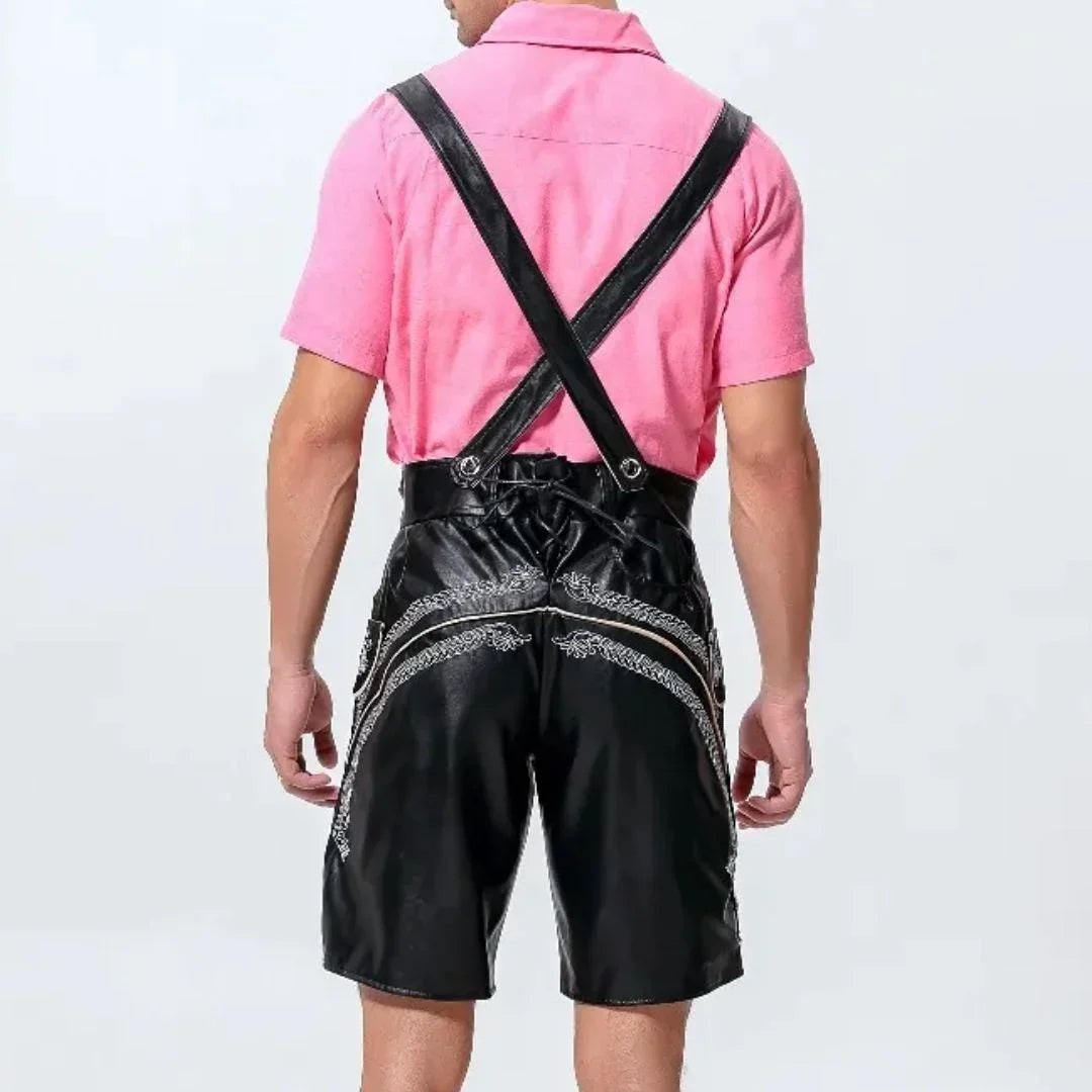 Men's Oktoberfest Lederhosen, Traditional Bavarian-Style Leather Breeches
