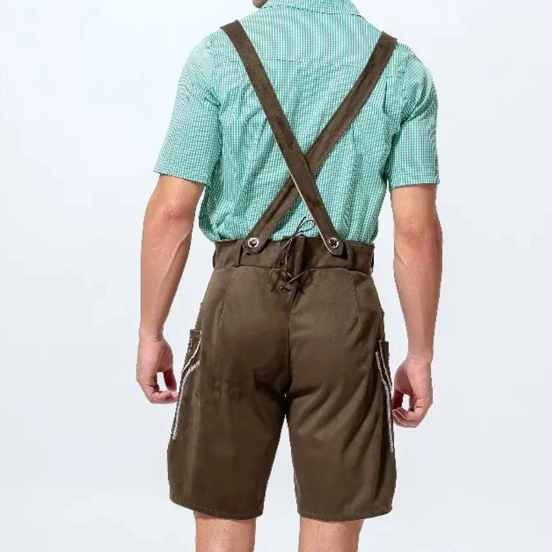 Men's Oktoberfest Lederhosen, Traditional Bavarian-Style Leather Breeches
