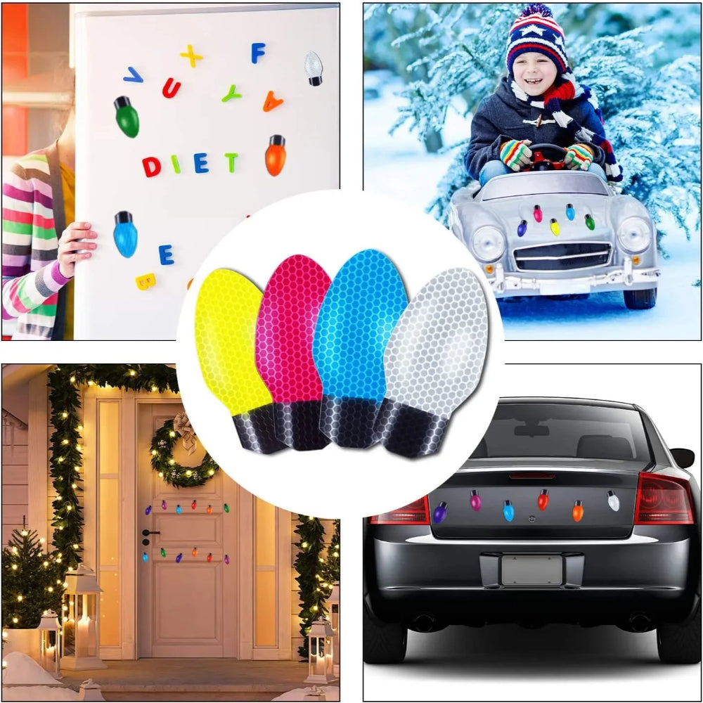 Magnetic Christmas Bulb Decorations – Reflective Stickers