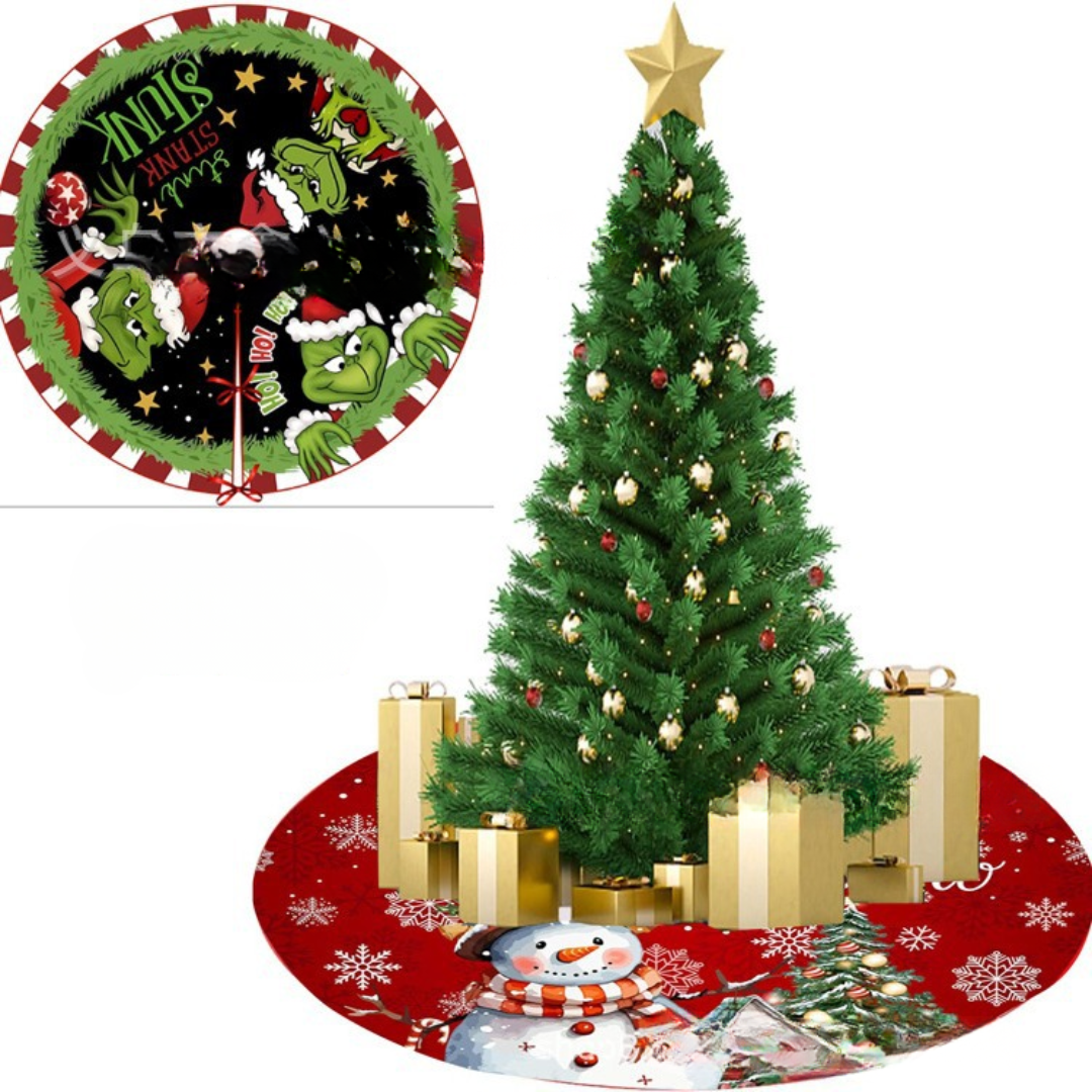 Round Patchwork Christmas Tree Skirt – Padded Christmas Tree Mat