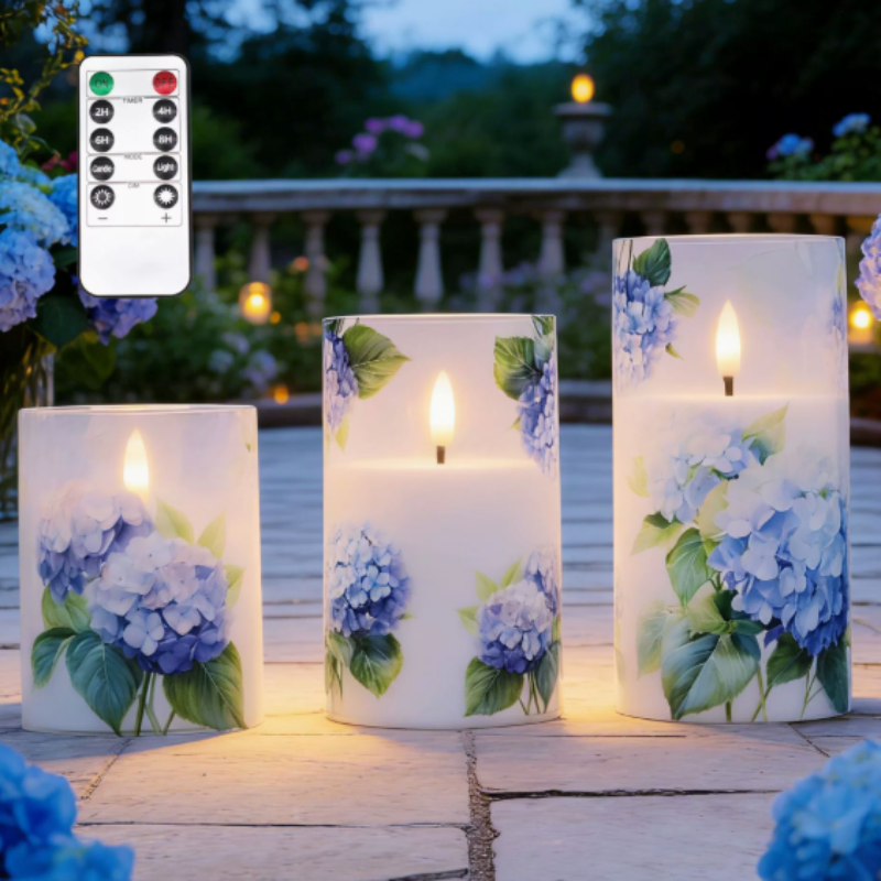 FloralCandle – LED candle set in floral design, with remote control