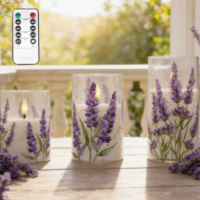 FloralCandle – LED candle set in floral design, with remote control
