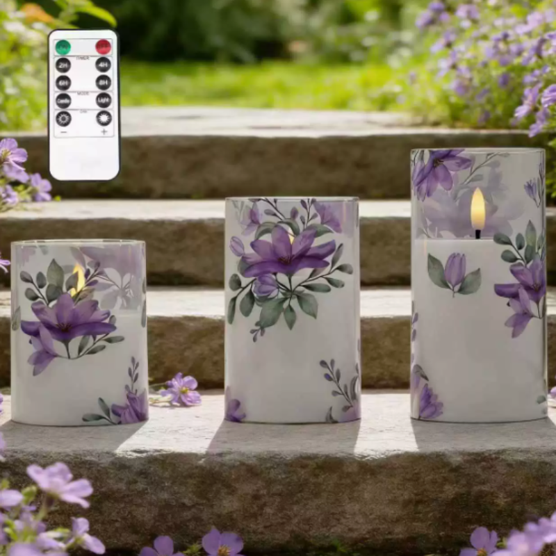 FloralCandle – LED candle set in floral design, with remote control