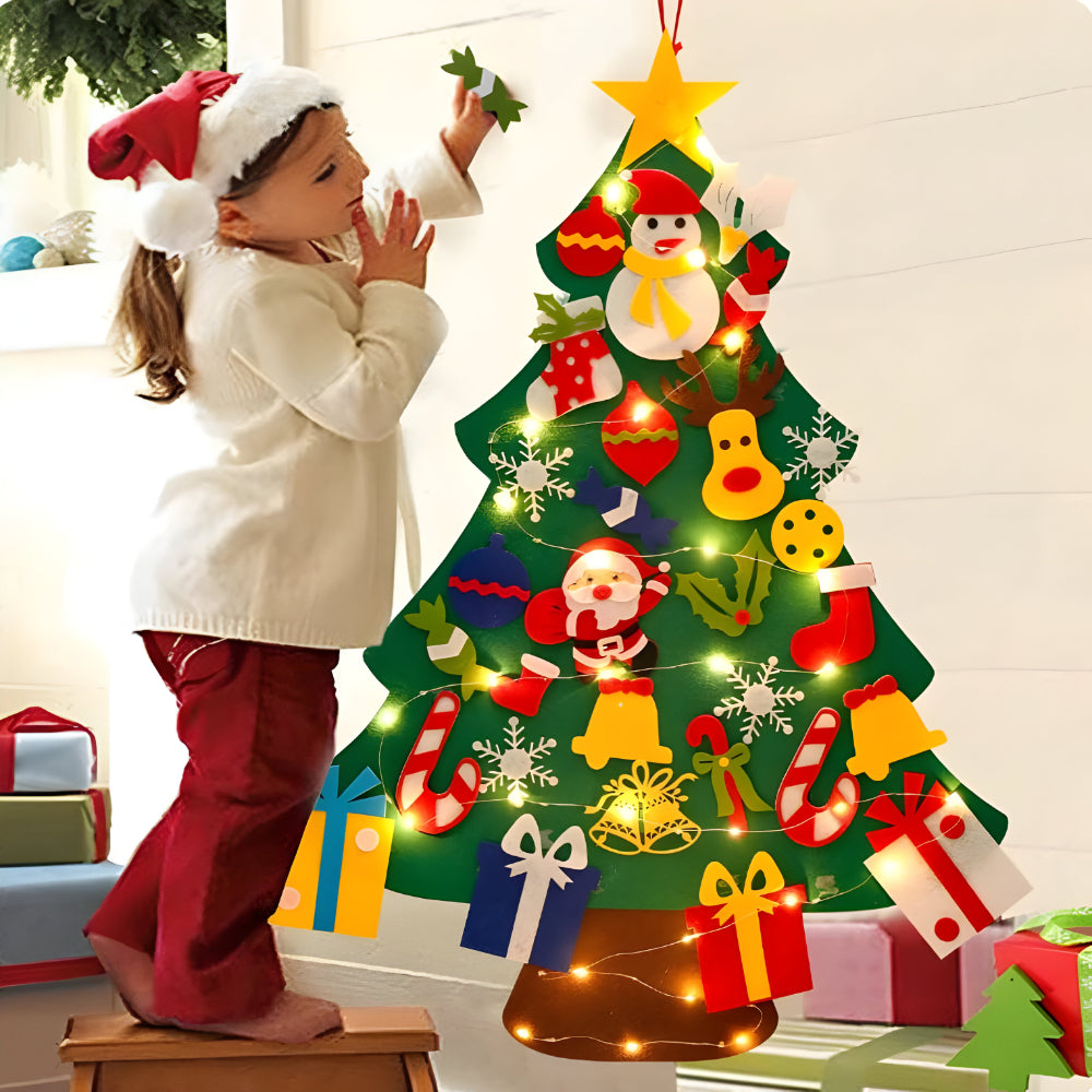 Felt Christmas Tree for Kids – DIY Decoration with Fairy Lights