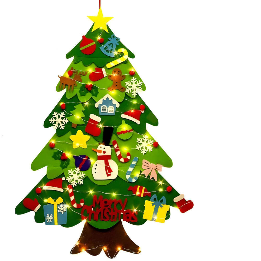 Felt Christmas Tree for Kids – DIY Decoration with Fairy Lights