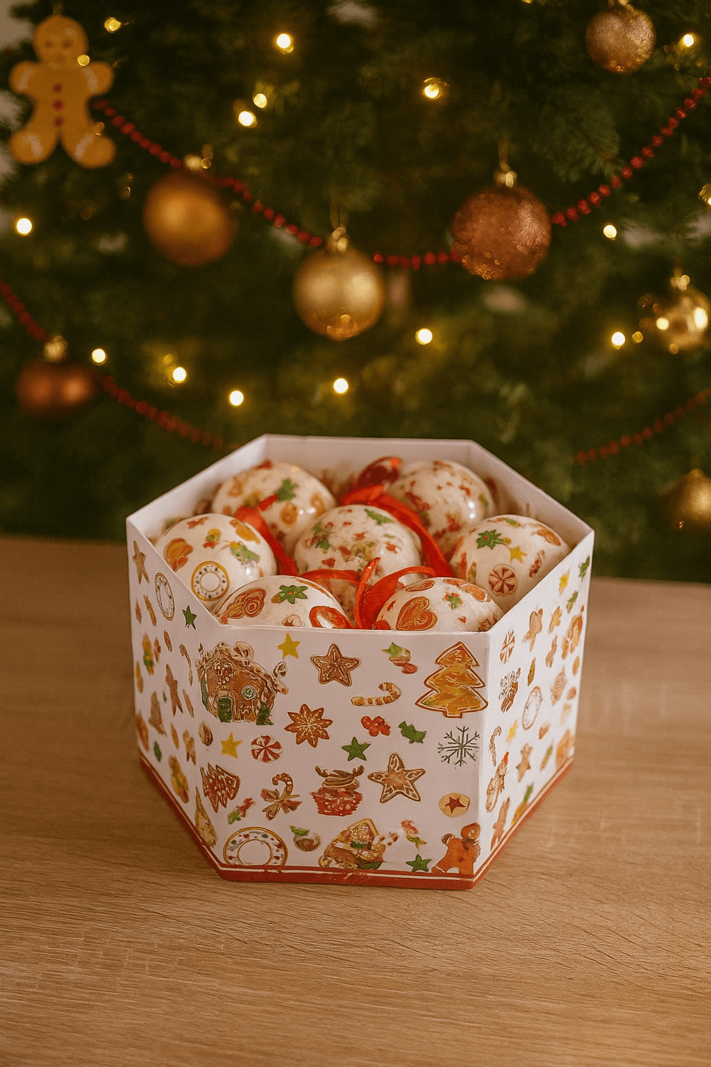 "Gingerbread" sphere box, 15 pieces