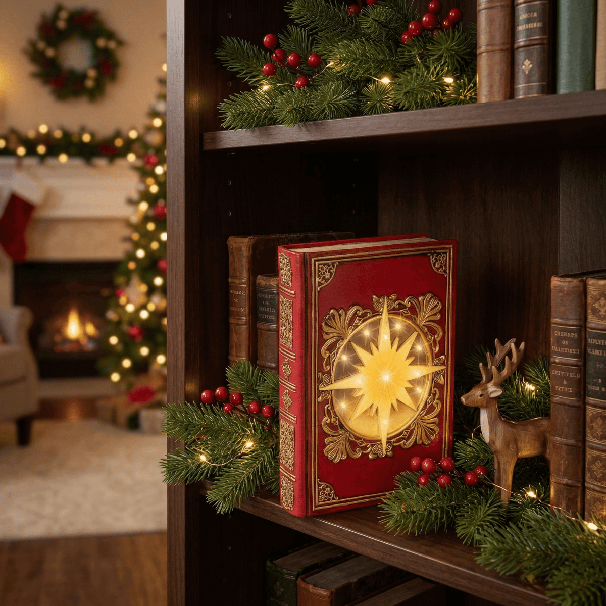 LED Christmas Book Value Set – 3-piece set with gold foil embossing