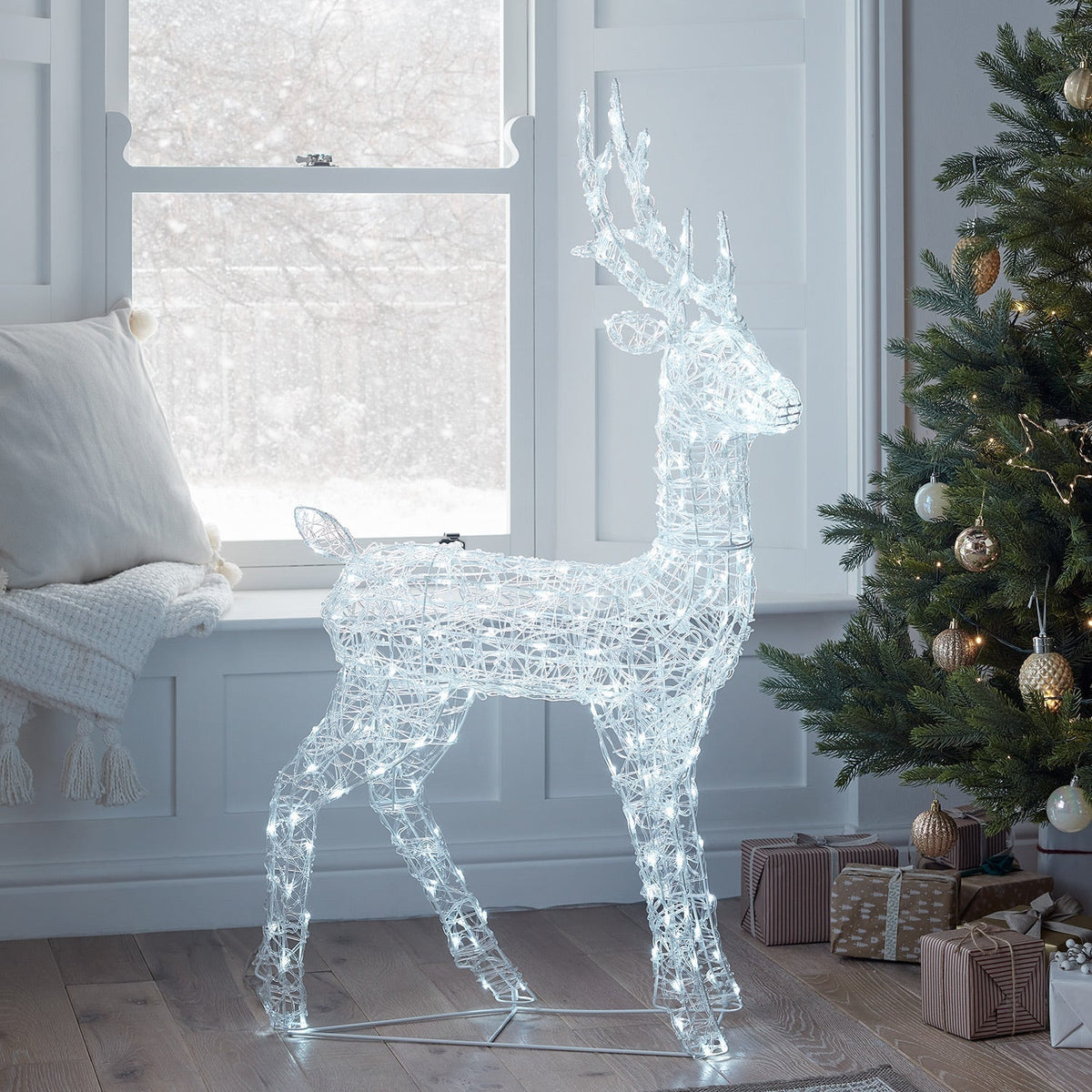 LED Acrylic Reindeer Figure – Christmas Decoration for Indoor and Outdoor Use